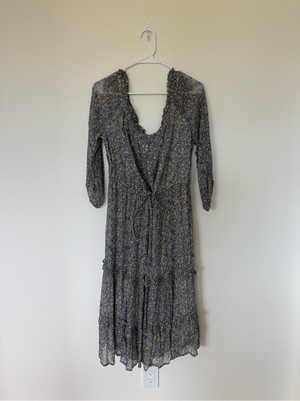 Floral Wrap Midi Dress - Blue Floral